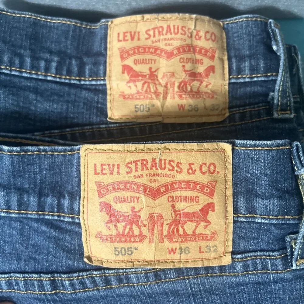 Levis 505 Jeans Mens Size 36x32 Blue Denim Straight Leg Lot Of 2